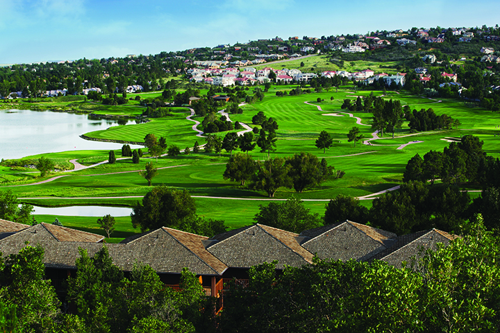 aerial view of the course and surrounding houses